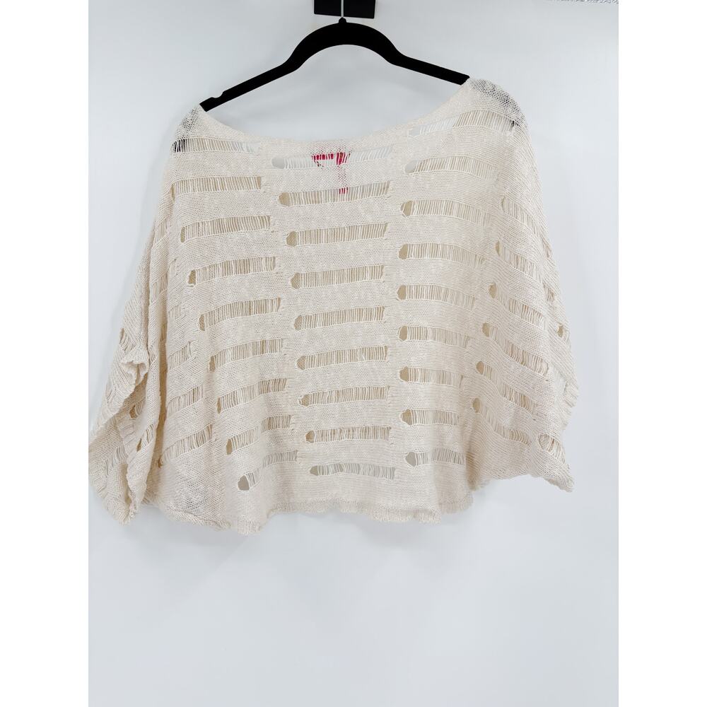 2/$30 CHARLOTTE Top Size S Cream Knit Mesh Blouse Resort Wear - Picture 5 of 5